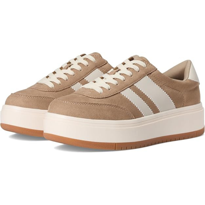 Comfort Platform Sneakers – Beige met Witte Strepen