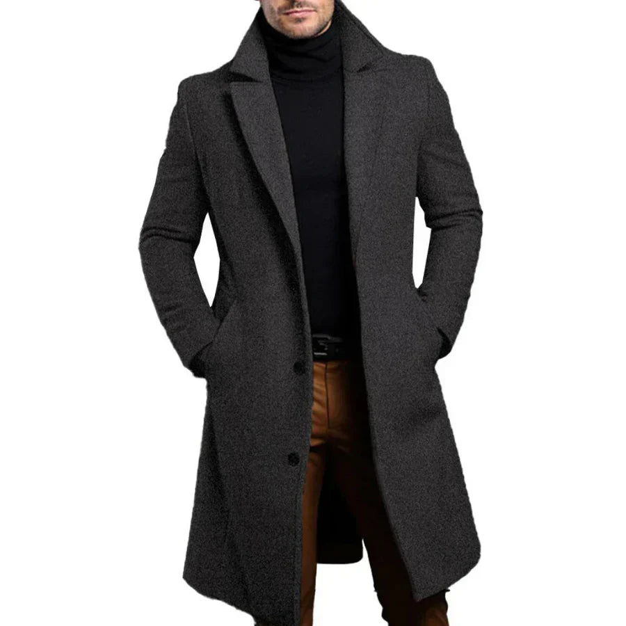 Heren Lange Overjas met Reverskraag | Slim Fit | Tijdloos & Chic