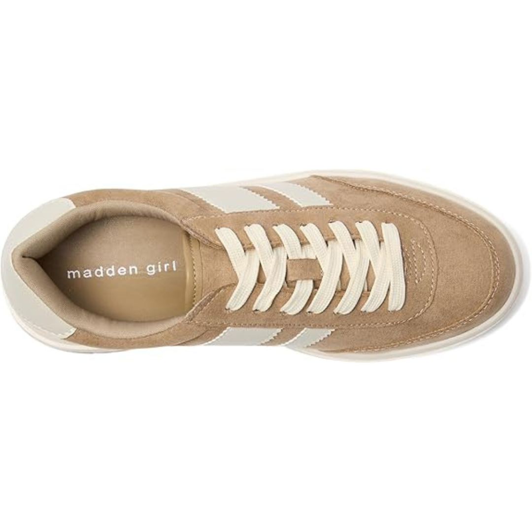 Comfort Platform Sneakers – Beige met Witte Strepen