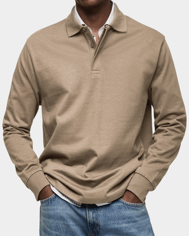 Van Delft Mode® | Comfortabele lente polo met lange mouw