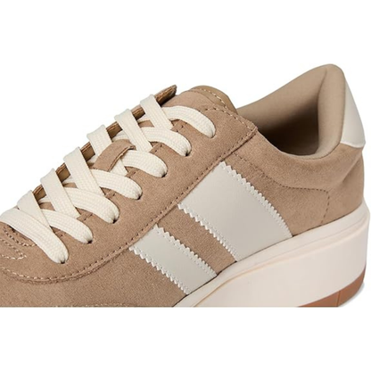 Comfort Platform Sneakers – Beige met Witte Strepen