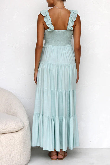 Emma | V-hals linnen maxi-jurk