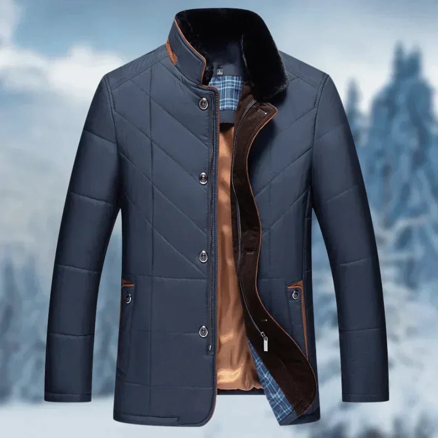 Heren Gewatteerde Winterjas met Opstaande Kraag | Klassiek & Modern Design