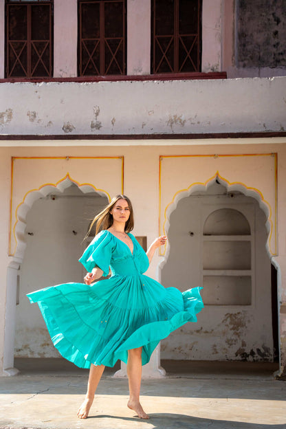 Tara Jurk Midi Turquoise