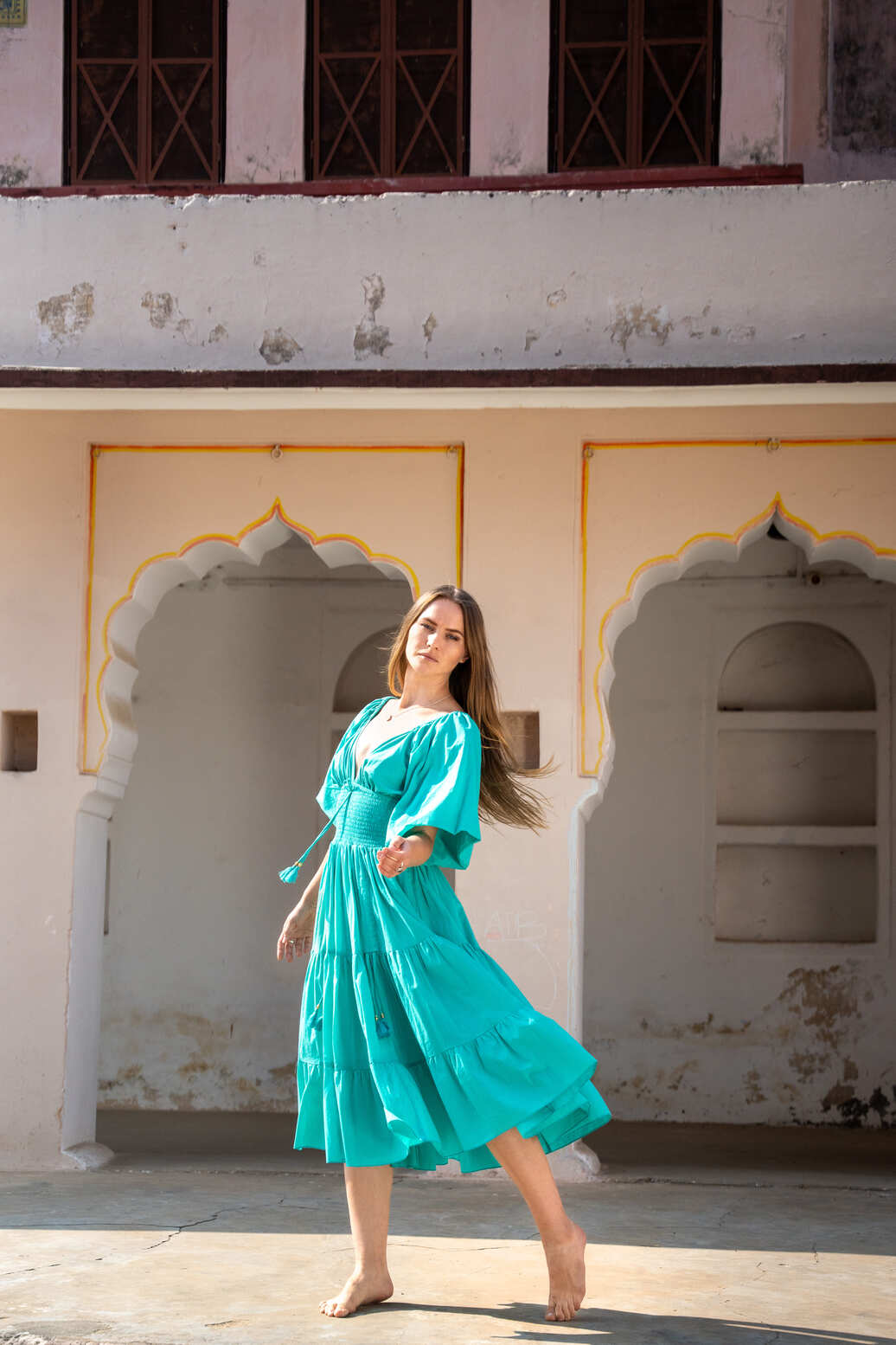 Tara Jurk Midi Turquoise