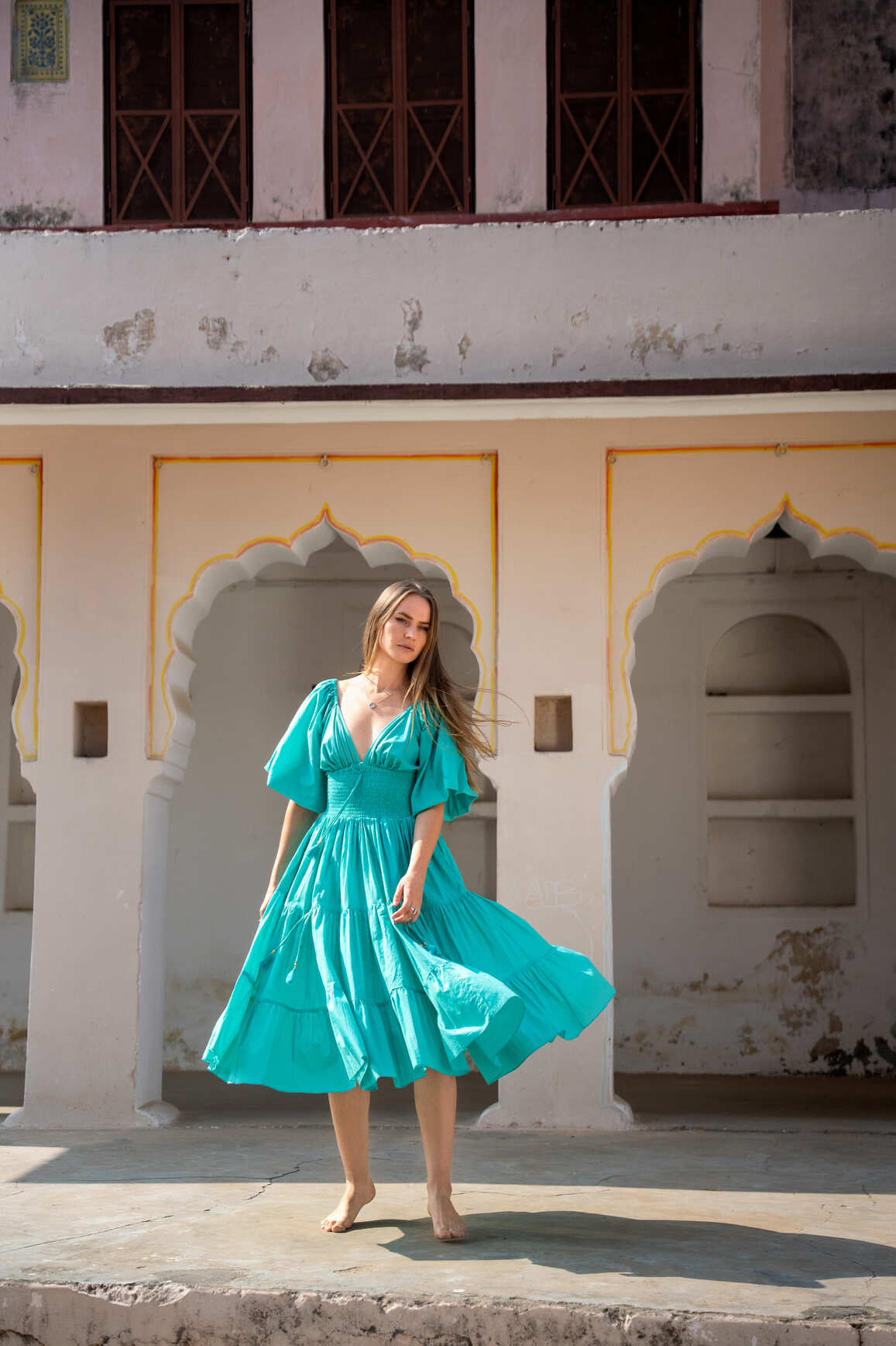 Tara Jurk Midi Turquoise