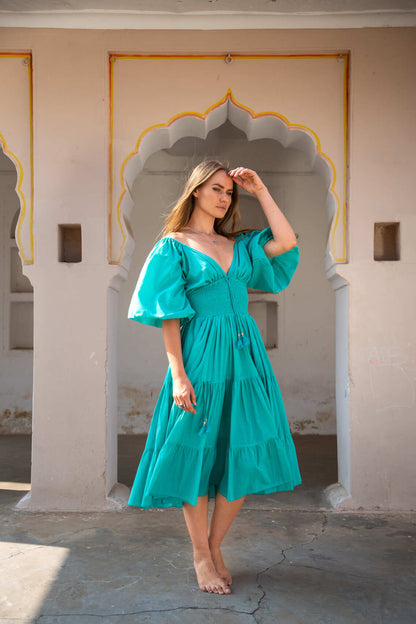 Tara Jurk Midi Turquoise