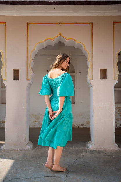 Tara Jurk Midi Turquoise