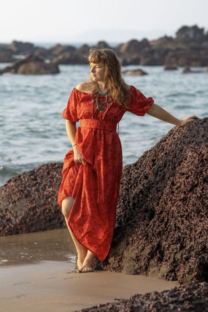 Selene Zomerjurk - Bohemian Maxi Jurk Rood