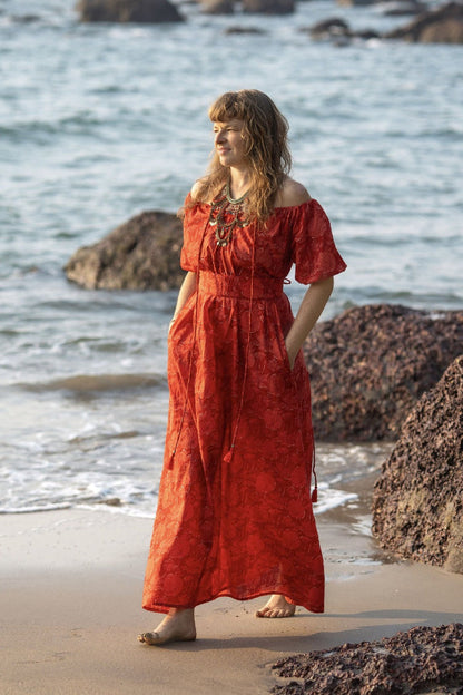 Selene Zomerjurk - Bohemian Maxi Jurk Rood