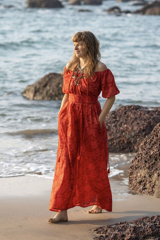 Selene Zomerjurk - Bohemian Maxi Jurk Rood