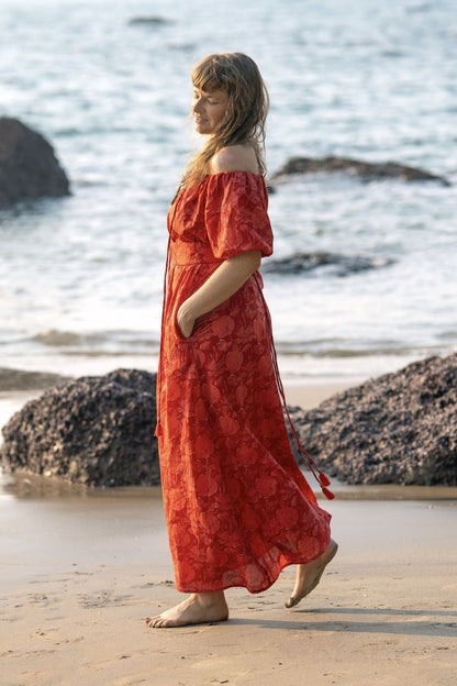 Selene Zomerjurk - Bohemian Maxi Jurk Rood