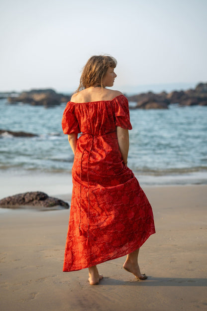 Selene Zomerjurk - Bohemian Maxi Jurk Rood