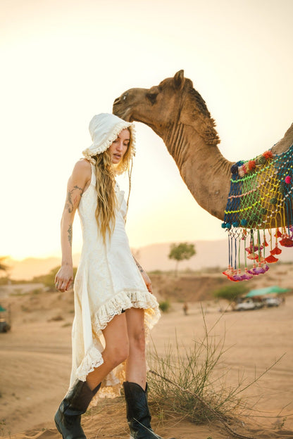 Boho Festival jurk Gebroken wit