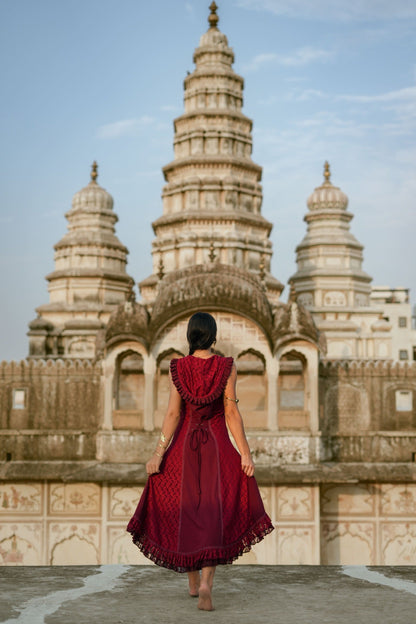 Boho Festival jurk Marroon Rood