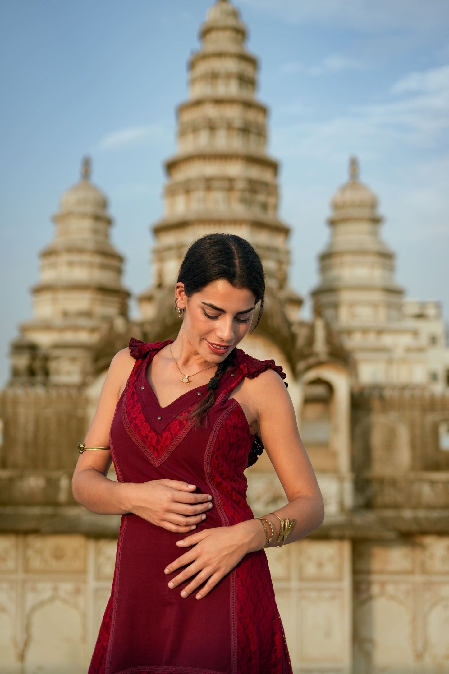 Boho Festival jurk Marroon Rood