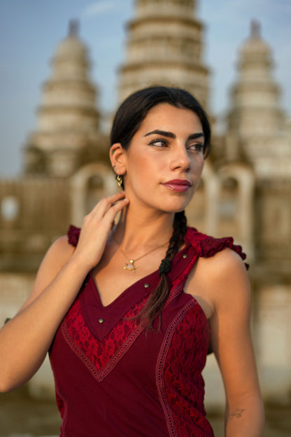 Boho Festival jurk Marroon Rood