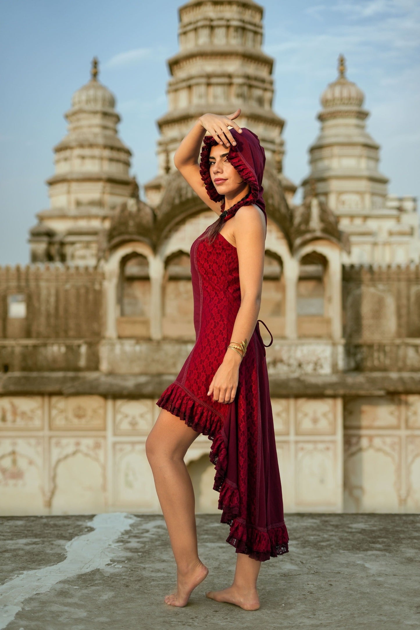 Boho Festival jurk Marroon Rood