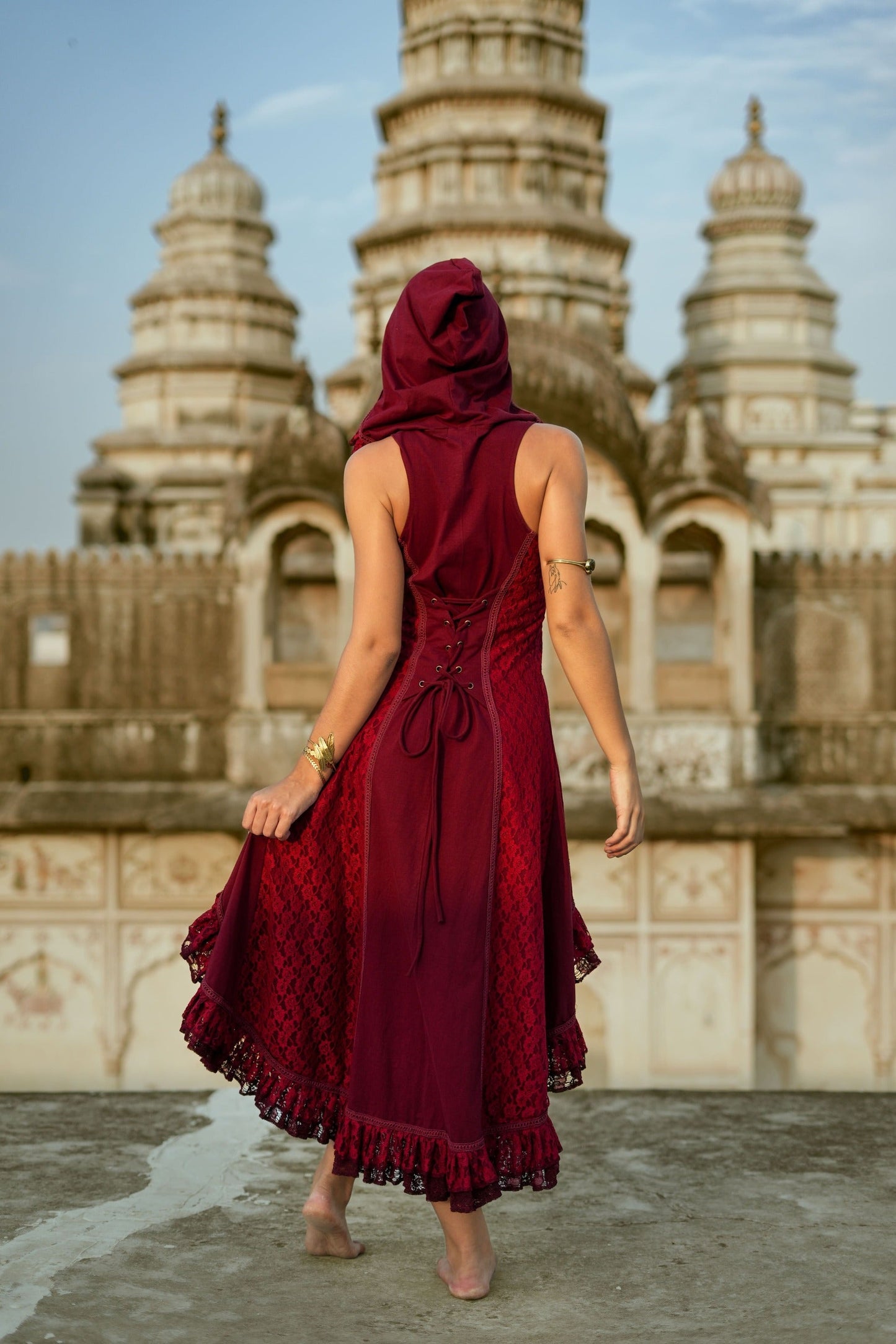 Boho Festival jurk Marroon Rood