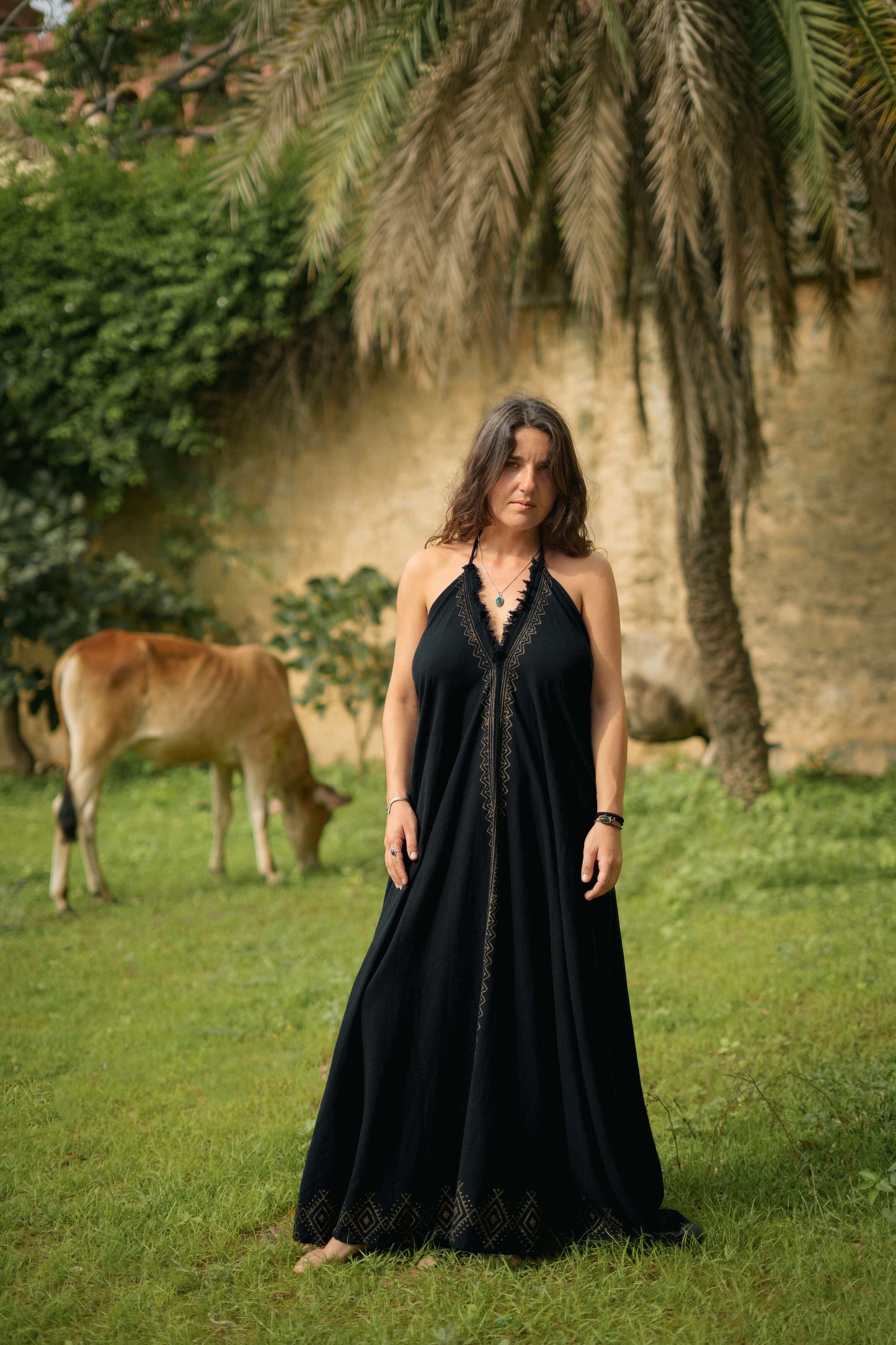 Moonflower zomerjurk Zwart
