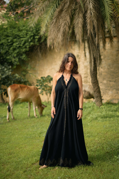 Moonflower zomerjurk Zwart