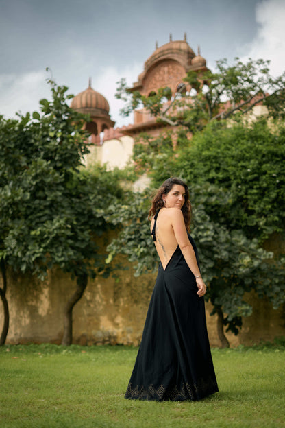 Moonflower zomerjurk Zwart