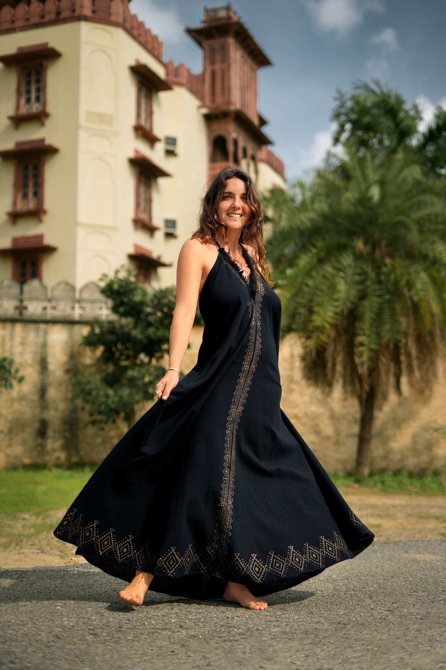Moonflower zomerjurk Zwart