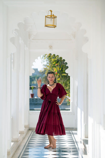 Tara Jurk Midi Burgundy