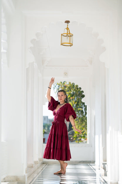 Tara Jurk Midi Burgundy
