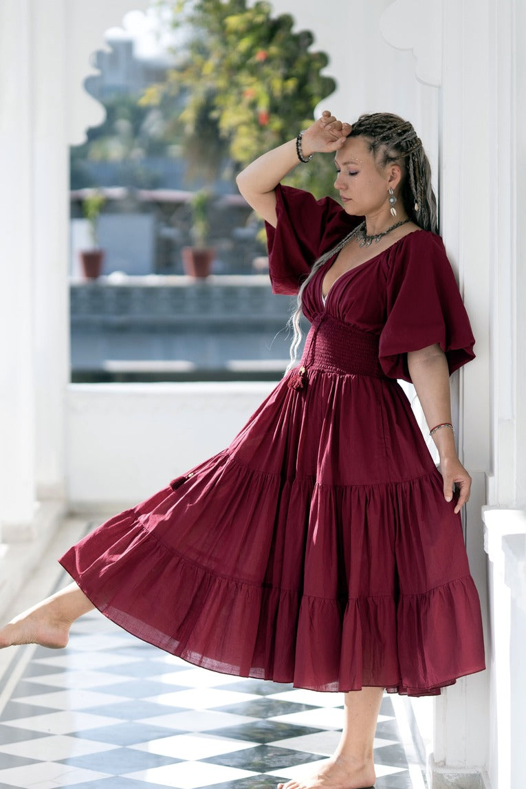 Tara Jurk Midi Burgundy