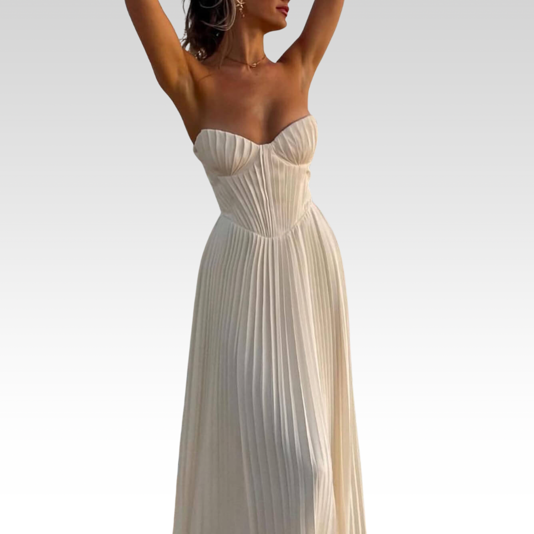 Louise | Elegante geplooide straploze jurk