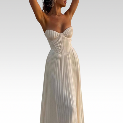Louise | Elegante geplooide straploze jurk
