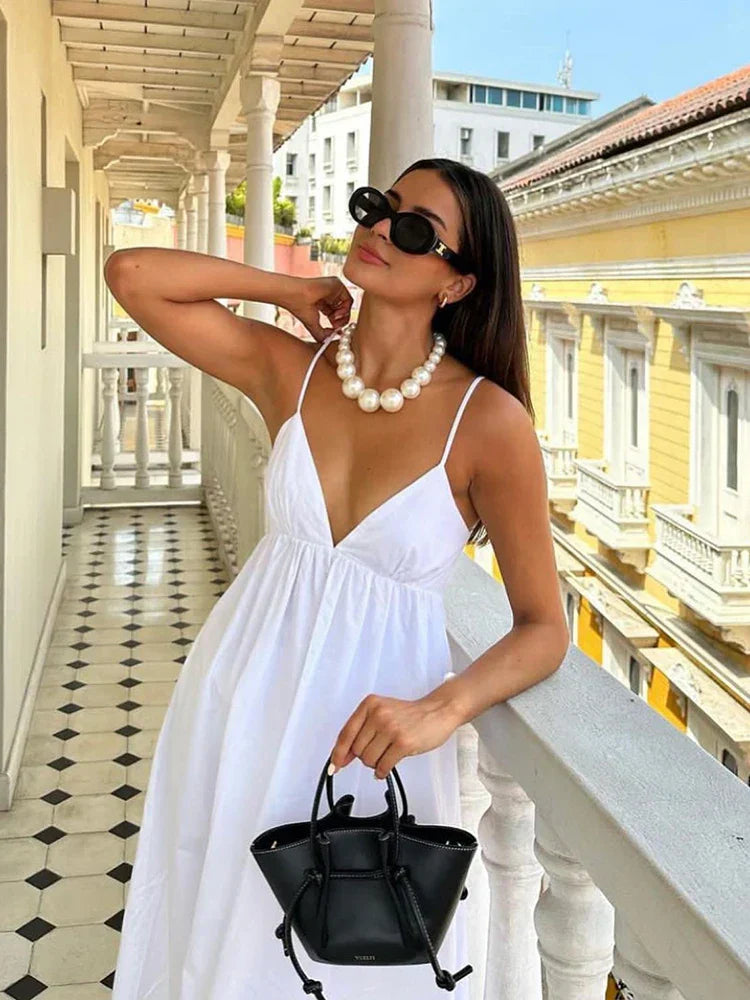 Klaudia | Witte Holiday-midi-jurk