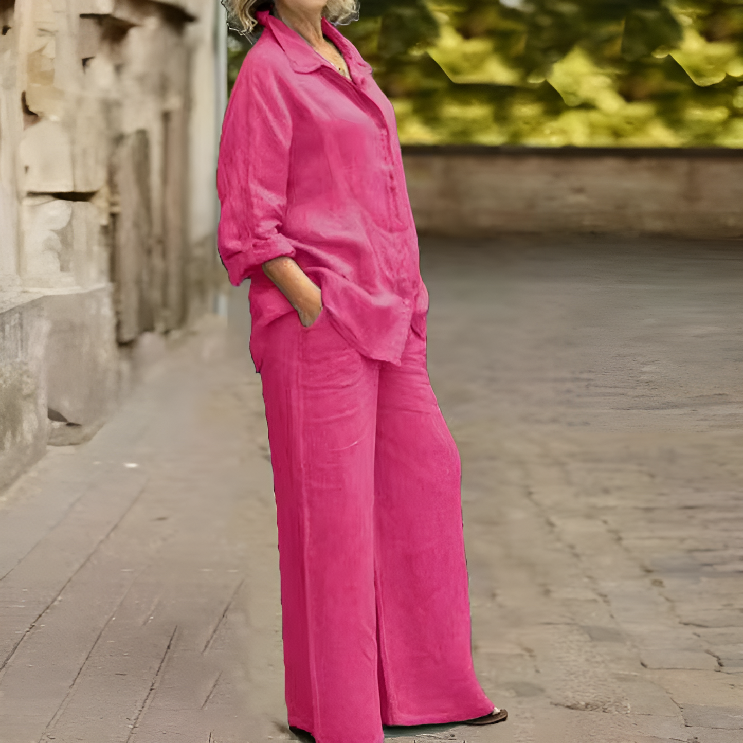 Lara™ – Linnen set met blouse en broek