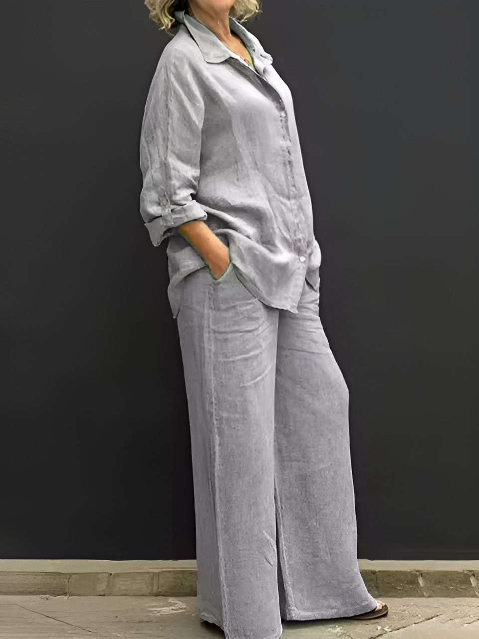 Lara™ – Linnen set met blouse en broek