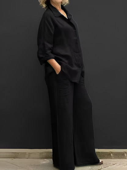 Lara™ – Linnen set met blouse en broek