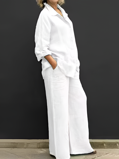 Lara™ – Linnen set met blouse en broek