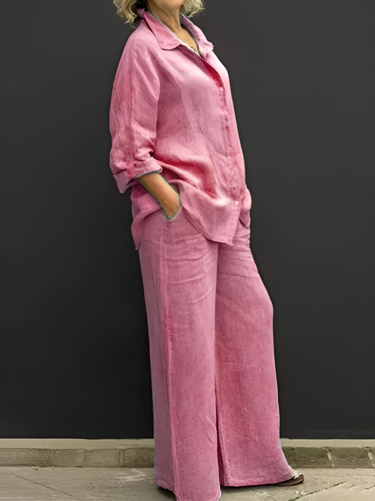 Lara™ – Linnen set met blouse en broek