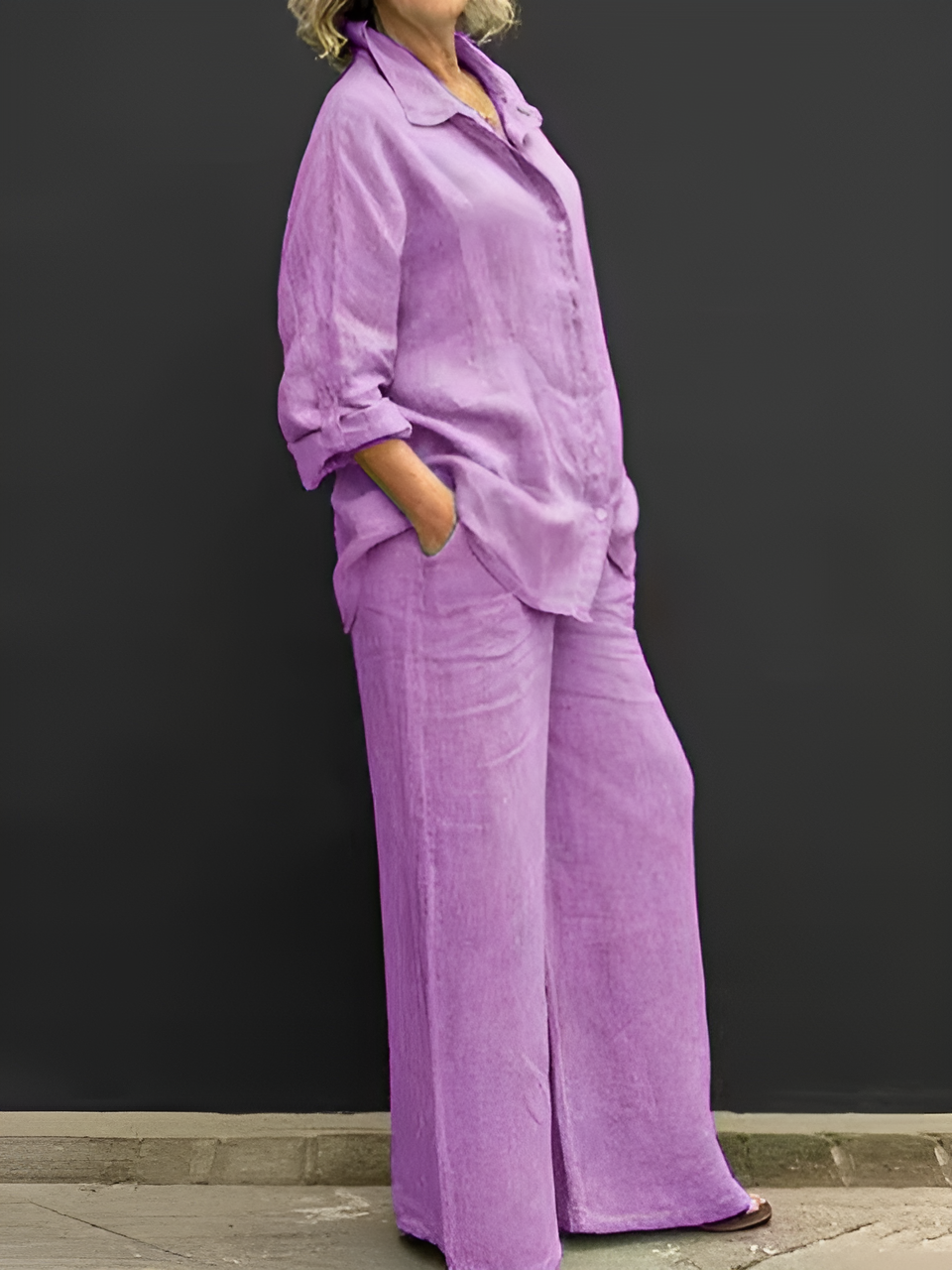 Lara™ – Linnen set met blouse en broek