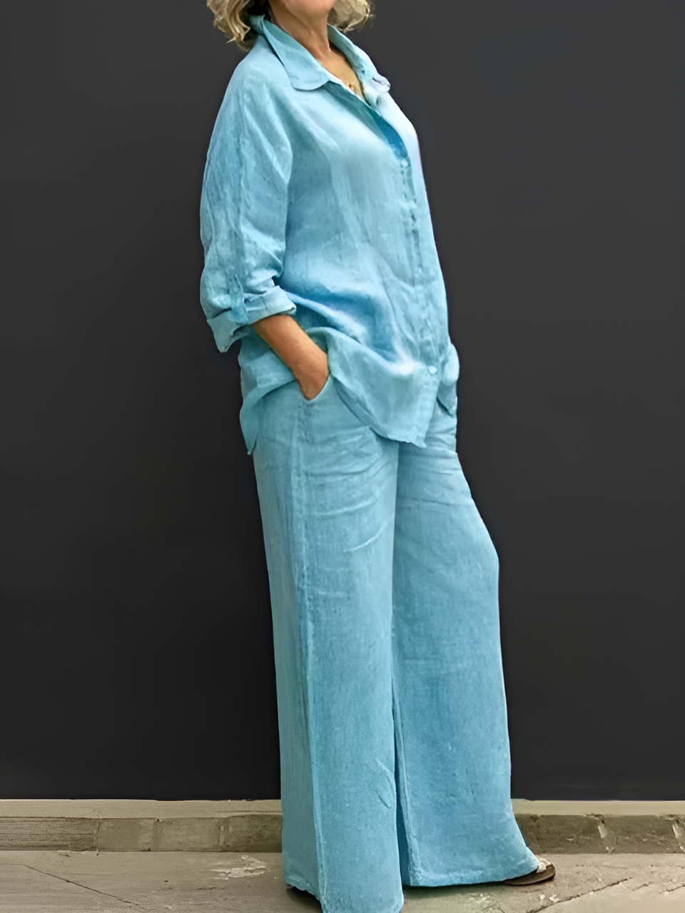 Lara™ – Linnen set met blouse en broek