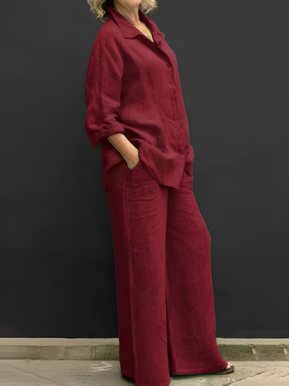 Lara™ – Linnen set met blouse en broek