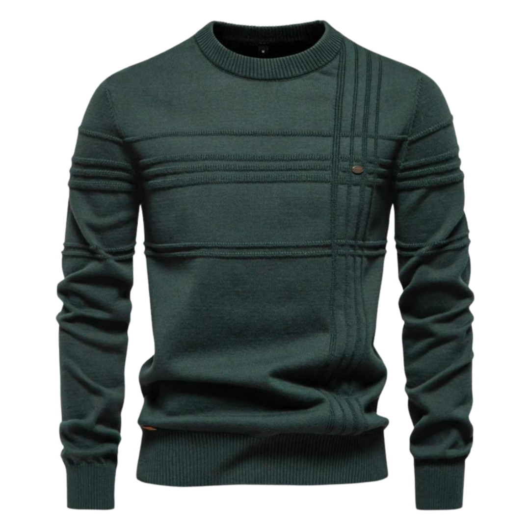 Van Delft Mode® | Katoenen Herentrui Met Streepdesign