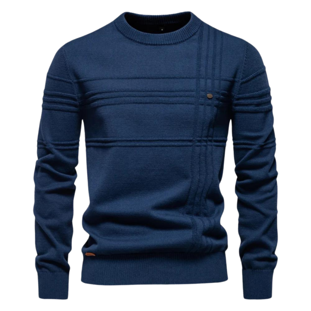 Van Delft Mode® | Katoenen Herentrui Met Streepdesign
