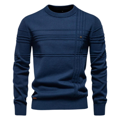 Van Delft Mode® | Katoenen Herentrui Met Streepdesign