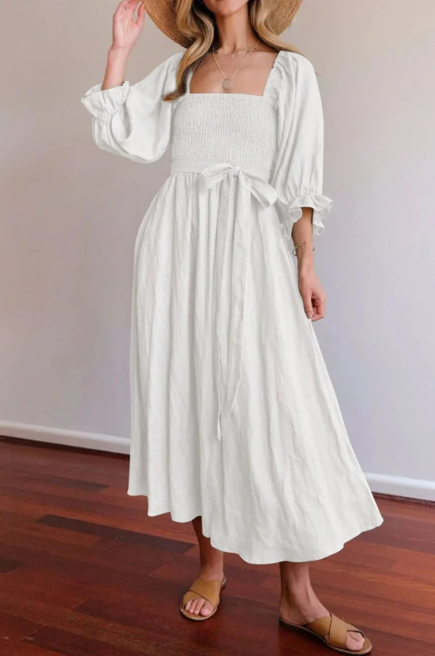 Ophelia | Franse jurk met ruchesmouwen