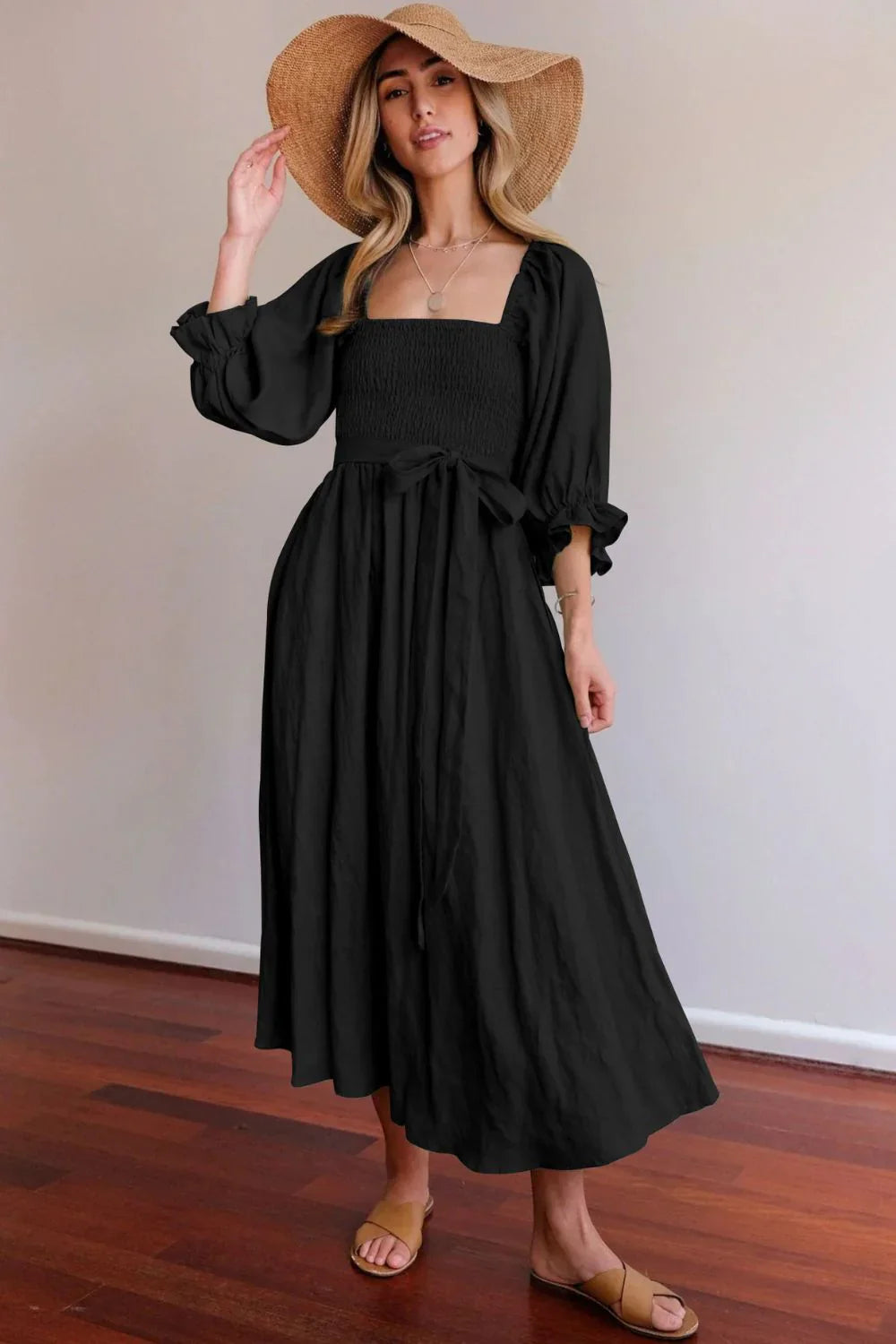 Ophelia | Franse jurk met ruchesmouwen