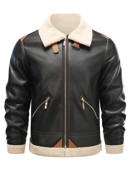 Heren Aviator Leren Jas | Winter Bomberjack | Met Warme Voering