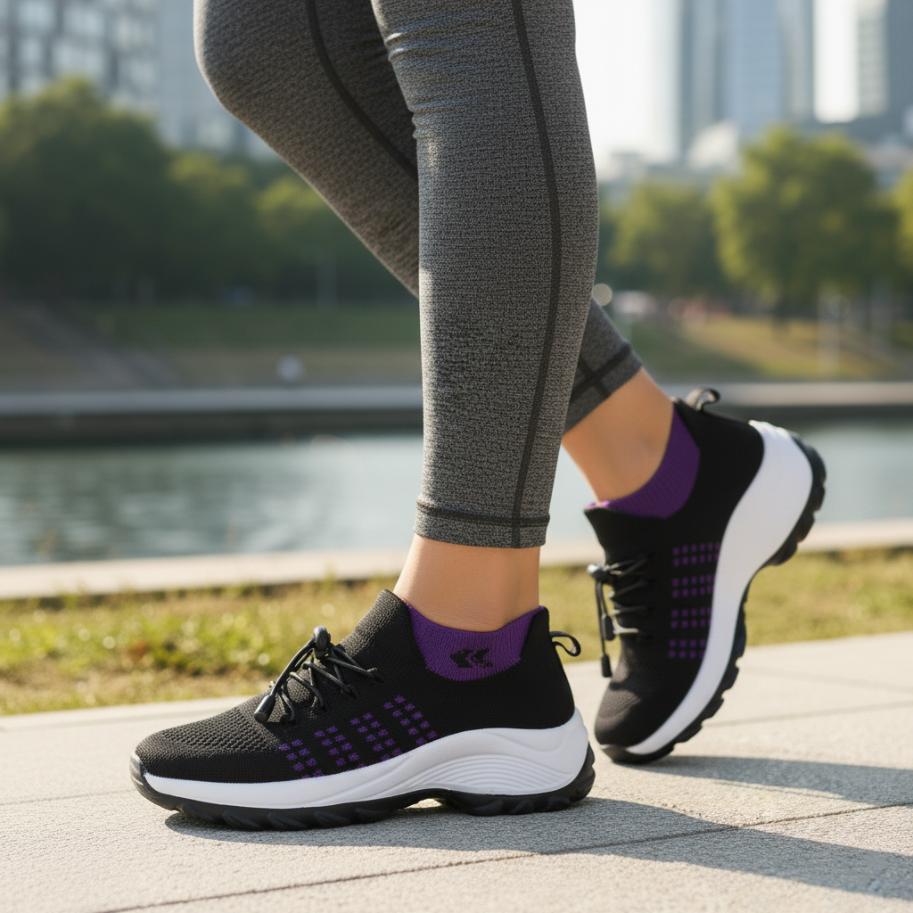Ambulo orthopedische schoenen gebreide stof - lila/zwart