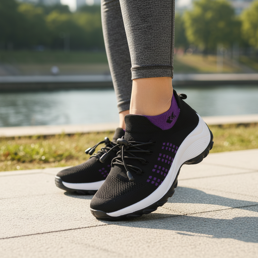 Ambulo orthopedische schoenen gebreide stof - lila/zwart