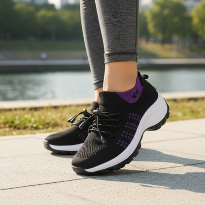Ambulo orthopedische schoenen gebreide stof - lila/zwart